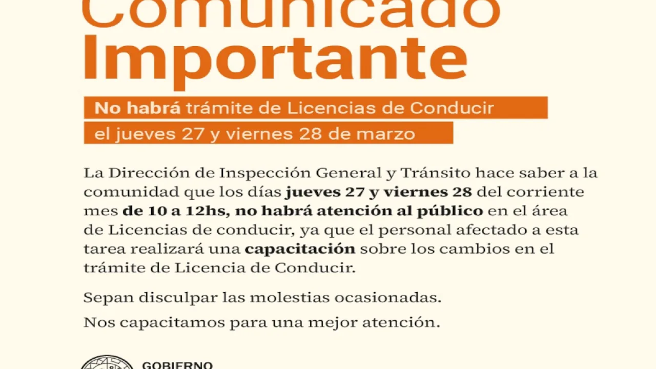 Suspensión temporal de trámites de licencias de conducir