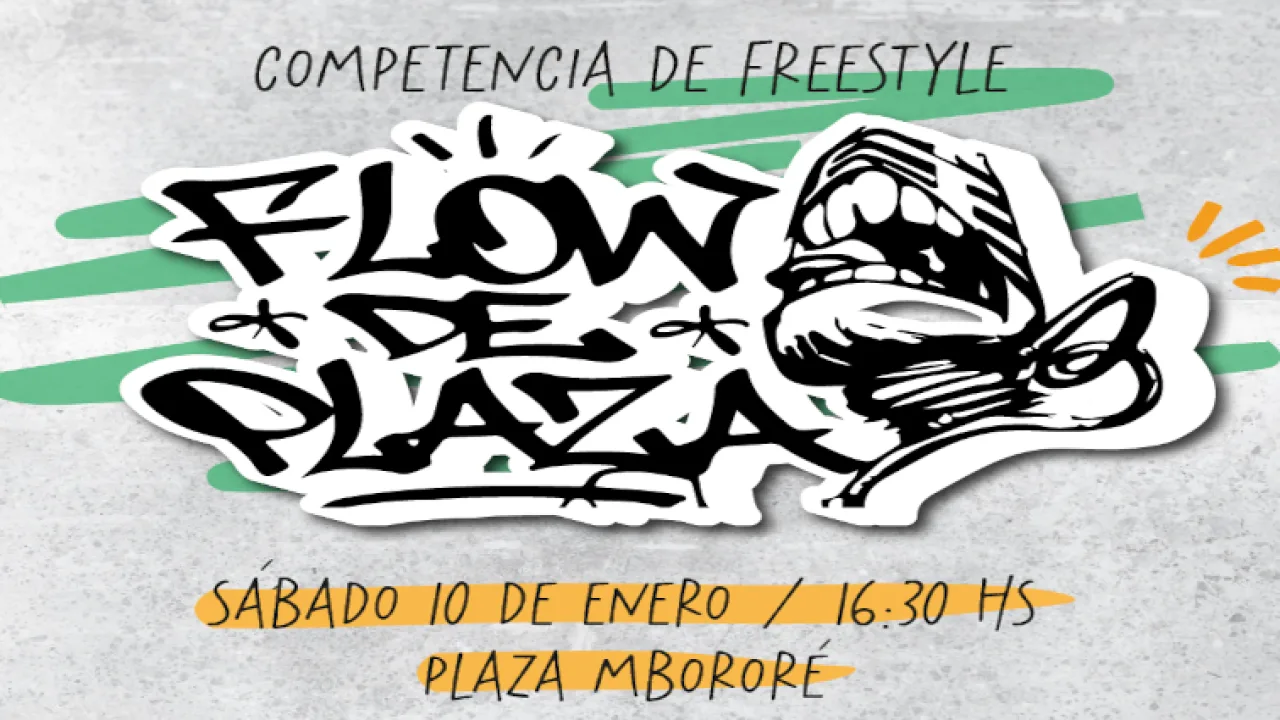 Competencia de freestyle "Flow de Plaza" en la Plaza Mbororé